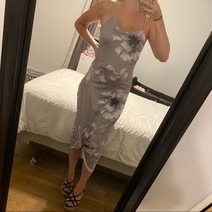 NWOT Silvery Gray Floral Maxi Dress
